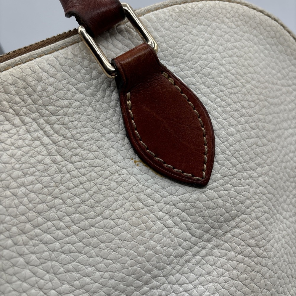 Dooney & Bourke Zip ZIp Satchel Pebbled Leather White Tan Domed Purse Double Zip - Picture 6 of 16